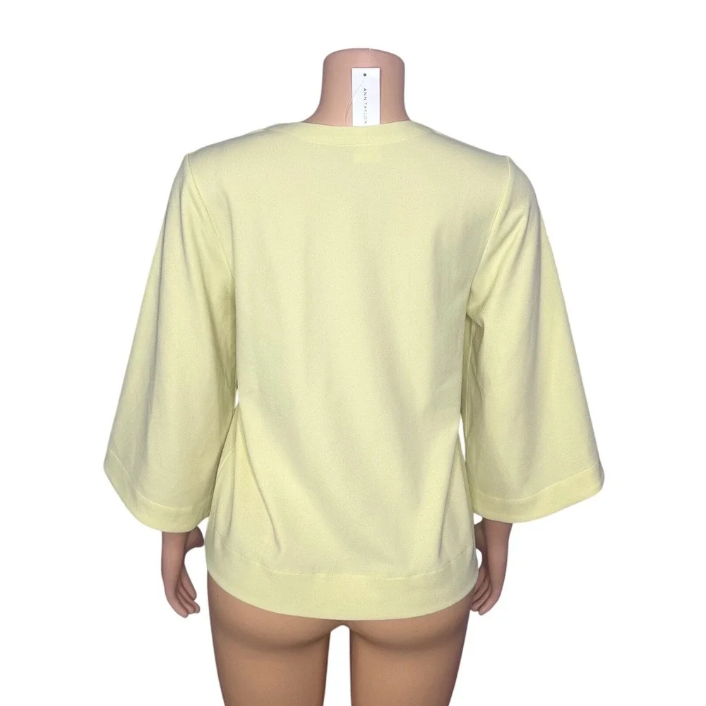 Ann Taylor Women's V-Neck 3/4 Bell Sleeve Blouse Size Small‎ Yellow NWT - Picture 3 of 11